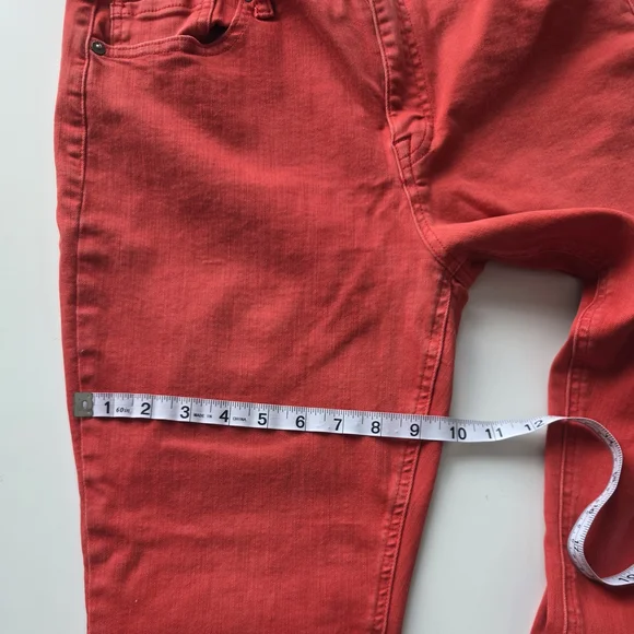 PISTOLA Red High Rise Crop Skinny Jeans Raw Hem Stretch Denim 31 Statement - Picture 10 of 10